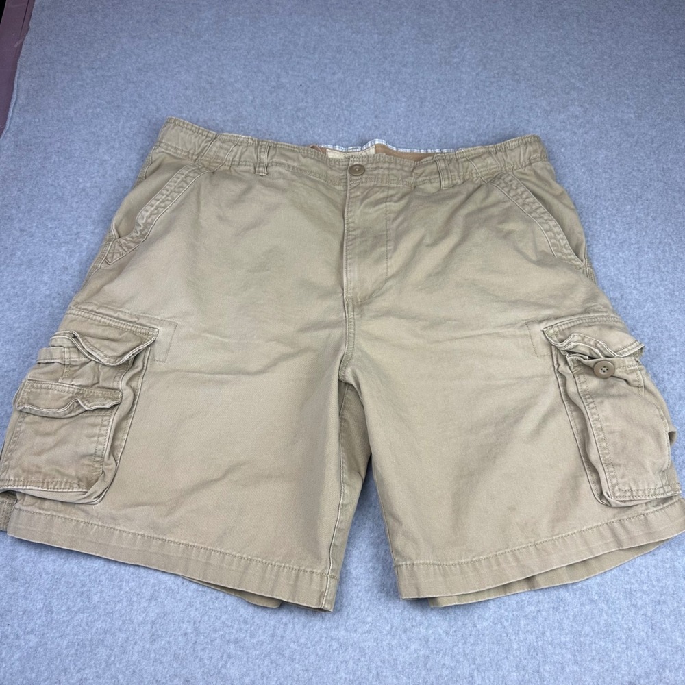 Faded Glory Y2K Cargo Shorts Tan Khaki Multi Pocket Utility Size 40 Waist